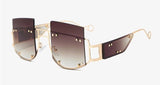 Rivets Personality on Lens Metal Frame  Oversized Square Sunglasses