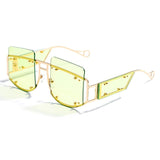 Rivets Personality on Lens Metal Frame  Oversized Square Sunglasses