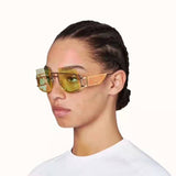 Rivets Personality on Lens Metal Frame  Oversized Square Sunglasses