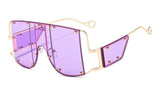 Oversized Mirror Metal Rivet Square Sunglasses
