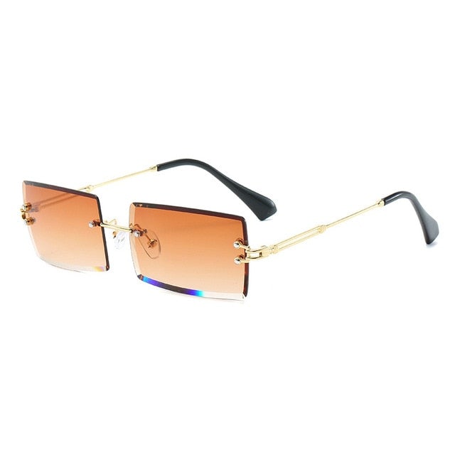 Rectangle Rimless Alloy Square Sunglasses