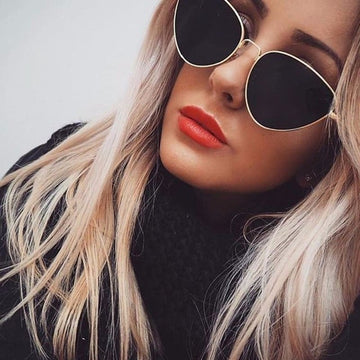 Vintage Metal Retro Designer Style Reflective Mirror Cat Eye Sunglasses
