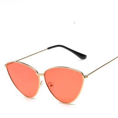 Vintage Metal Retro Designer Style Reflective Mirror Cat Eye Sunglasses