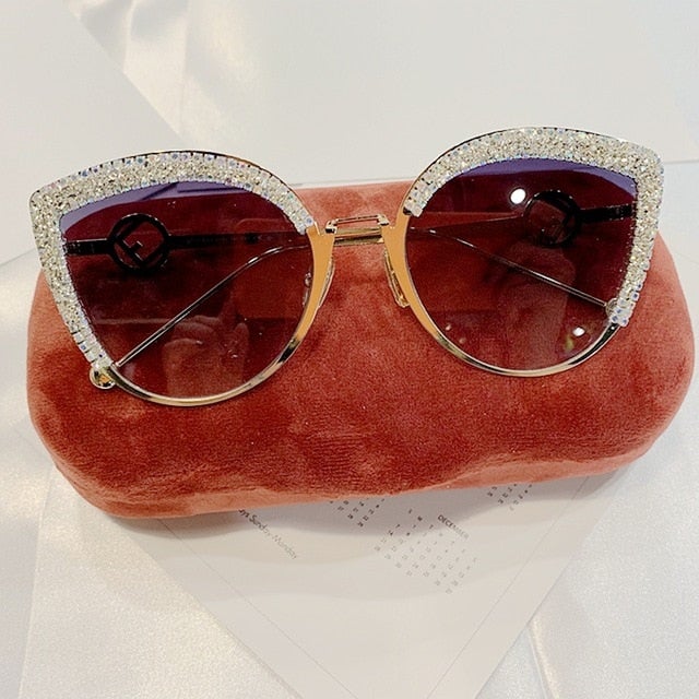 Glitter Frame Gradient Cat Eye Sunglasses