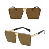 Vintage Oversize Shield UV400 Gradient Metal Frames Square Sunglasses