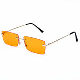 Rectangle Rimless Lens Vintage Small Retro Sunglasses