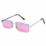 Rectangle Rimless Lens Vintage Small Retro Sunglasses