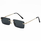 Rectangle Rimless Lens Vintage Small Retro Sunglasses