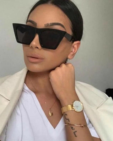 Big Frame Resin Lens Cat Eye Sunglasses