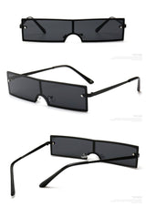 Rimless One Piece Rectangular Clear Lens Retro Sunglasses