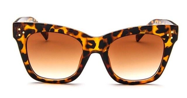 Luxury Designer PC Frame Gradient Lens Rectangle Cat Eye Sunglasses