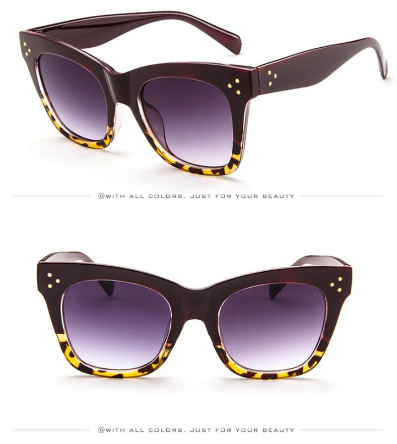 Luxury Designer PC Frame Gradient Lens Rectangle Cat Eye Sunglasses