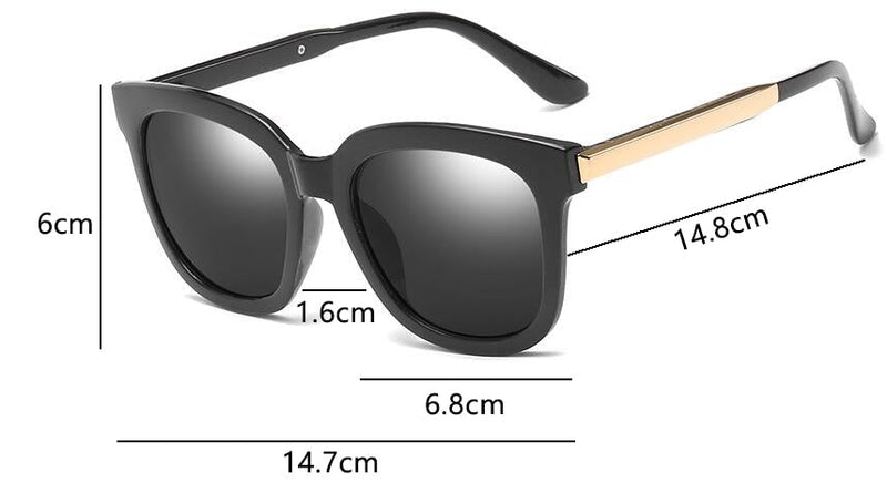 Vintage Luxury Metal Legs Mirror Lens Square Sunglasses