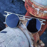 Round Steampunk Mirror Lens UV Protection Retro Sunglasses