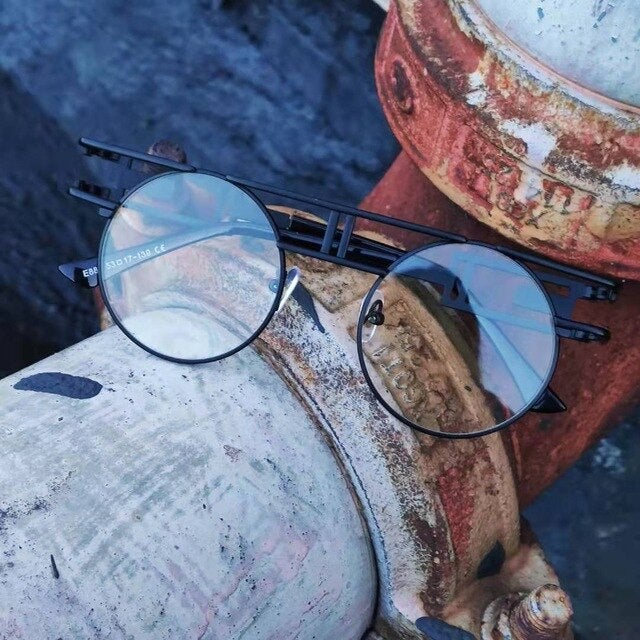 Round Steampunk Mirror Lens UV Protection Retro Sunglasses