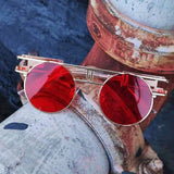 Round Steampunk Mirror Lens UV Protection Retro Sunglasses