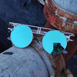 Round Steampunk Mirror Lens UV Protection Retro Sunglasses