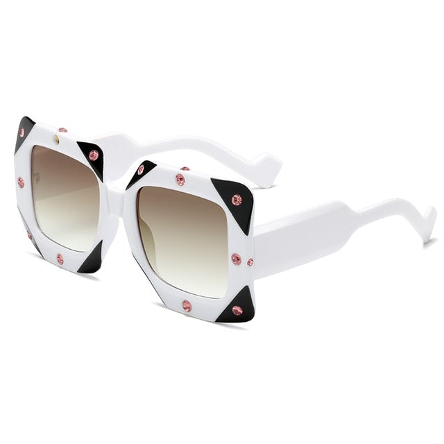 Oversized Square Crystal Diamond Sunglass