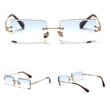 Small Metal Temple Gradient Rimless Square Sunglasses