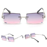 Small Metal Temple Gradient Rimless Square Sunglasses