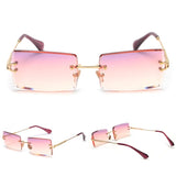 Small Metal Temple Gradient Rimless Square Sunglasses