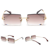 Small Metal Temple Gradient Rimless Square Sunglasses