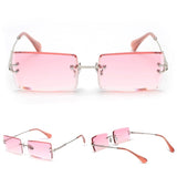 Small Metal Temple Gradient Rimless Square Sunglasses