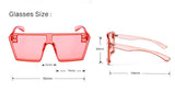Vintage Flat Top colorful Clear Lens Oversized Square Sunglasses