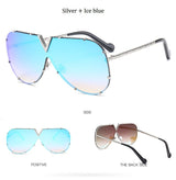 Oversized Mirror Lens V Top Bar Rivets Aviator Sunglasses