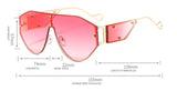 One Lens Rivet Luxury Mirror Oversized Gradient Mask Sunglasses