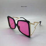 Bow Shape Bee Hollow Temple Oversize Gradient Square Sunglasses