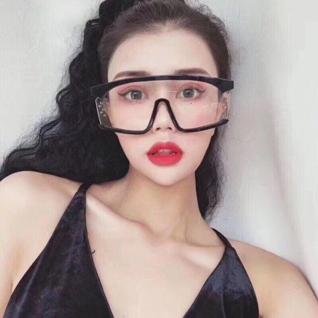 Oversized Frame Gradient Lens Punk Style Square Visor Sunglasses