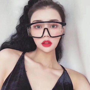 Oversized Frame Gradient Lens Punk Style Square Visor Sunglasses