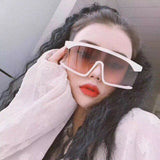 Oversized Frame Gradient Lens Punk Style Square Visor Sunglasses