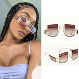 Hollow Lens Oversized Gradient Big Frame Square Sunglasses