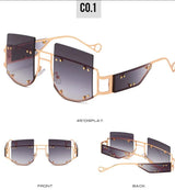 Hollow Lens Oversized Gradient Big Frame Square Sunglasses