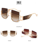 Hollow Lens Oversized Gradient Big Frame Square Sunglasses