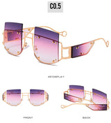 Hollow Lens Oversized Gradient Big Frame Square Sunglasses