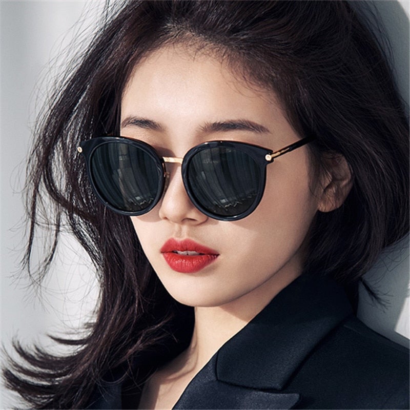 Retro Metal Coating Luxury Reflective Round Sunglasses