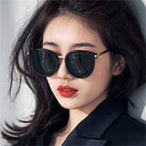 Retro Metal Coating Luxury Reflective Round Sunglasses