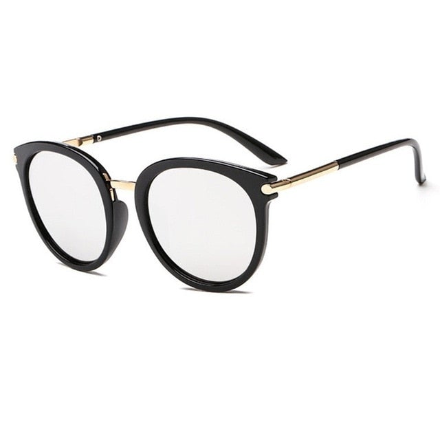 Retro Metal Coating Luxury Reflective Round Sunglasses