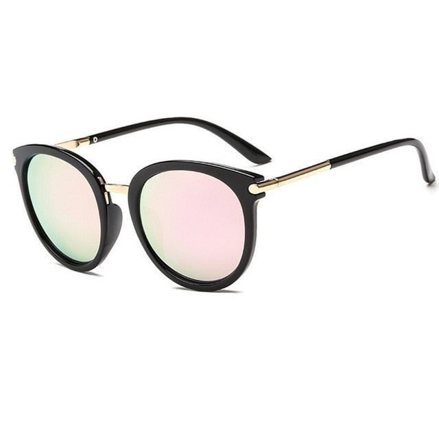 Retro Metal Coating Luxury Reflective Round Sunglasses