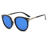 Retro Metal Coating Luxury Reflective Round Sunglasses