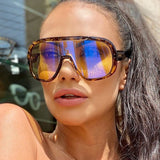 Big Frame One Piece Transparent Vintage Windproof Visor Sunglasses