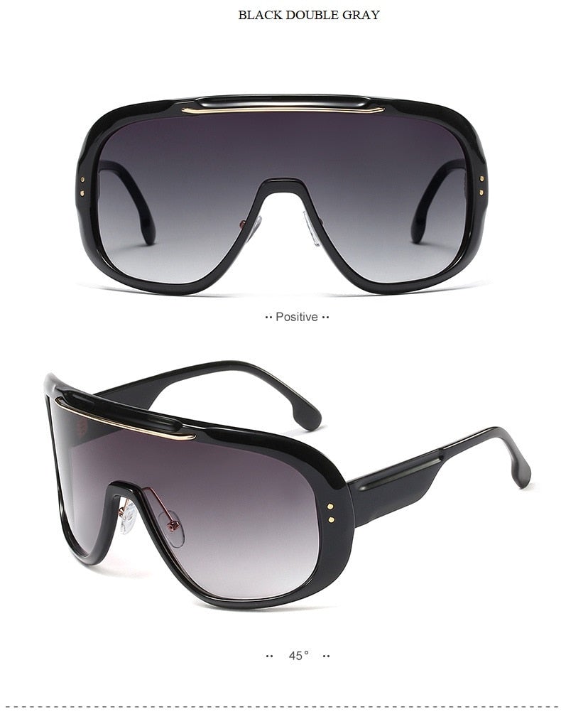 Big Frame One Piece Transparent Vintage Windproof Visor Sunglasses