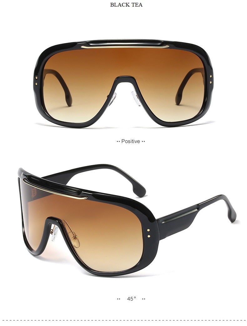 Big Frame One Piece Transparent Vintage Windproof Visor Sunglasses