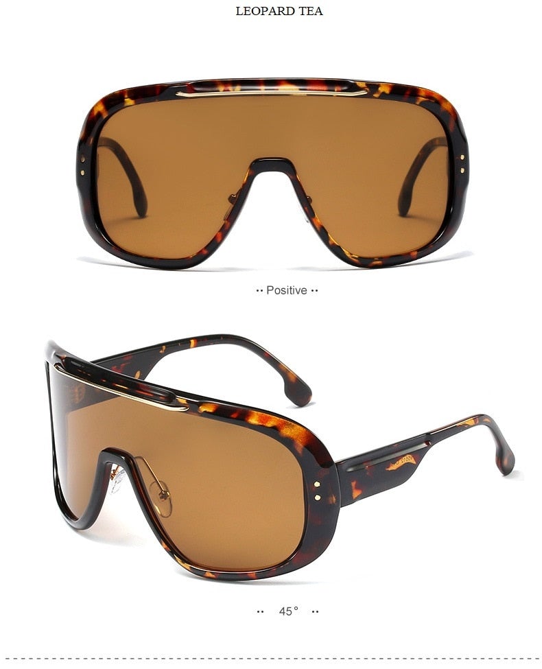 Big Frame One Piece Transparent Vintage Windproof Visor Sunglasses
