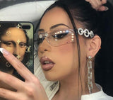 Transparent Lens Crystal Temple Visor Sunglass