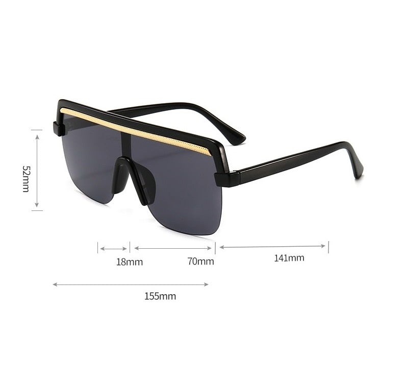 Rimless Flat Top Anti-Reflective Gradient Lens Square Sunglasses