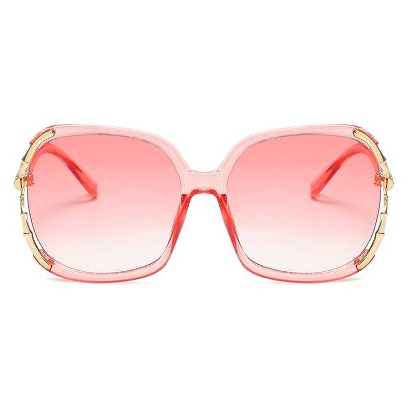 Luxury Gradient Lens Transparent Frame Square Sunglasses
